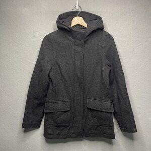 Old Navy Womens XS Wool-Blend Hooded Jacket Dark Gray Warm Lining